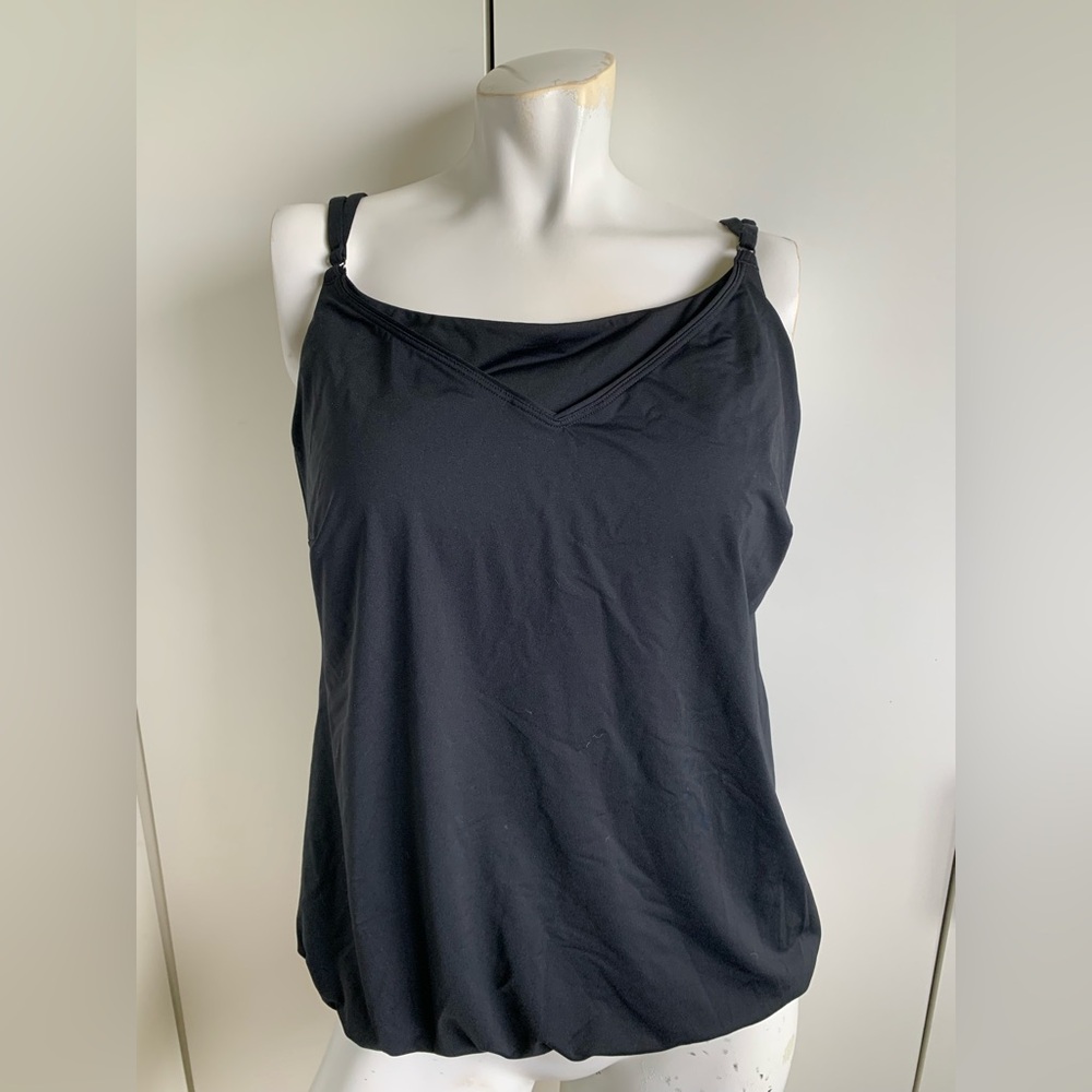 Athleta 38D/DD black underwire tankini swimsuit top